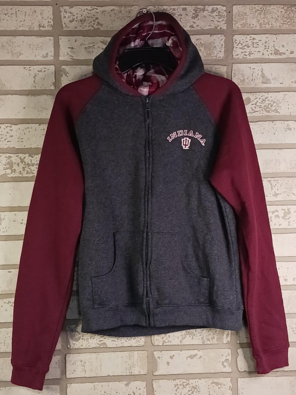 Indiana Hoosiers Vintage Youth XL Jacket Zip Up Hoodie Gray U-Trau NCAA